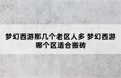 梦幻西游那几个老区人多 梦幻西游哪个区适合搬砖